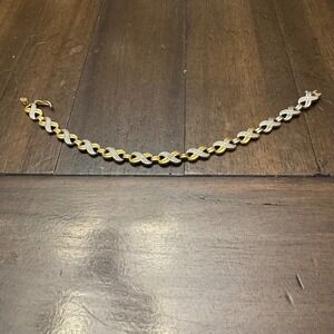 DBJ Link Bracelet Women Gold Silver Two Tone 925 Sterling Hugs Kisses XO Signed